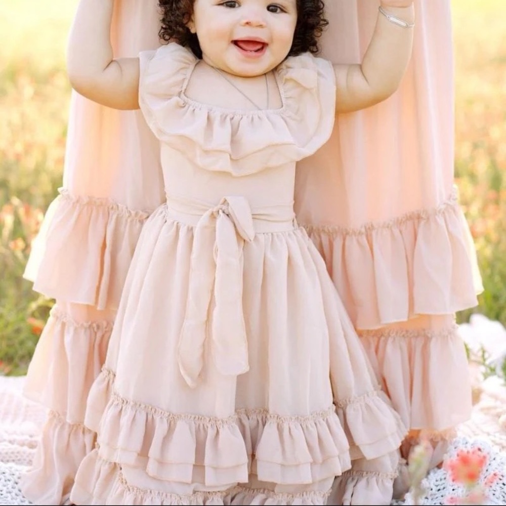 NELLIE RUFFLE MAXI DRESS - CHAMPAGNE